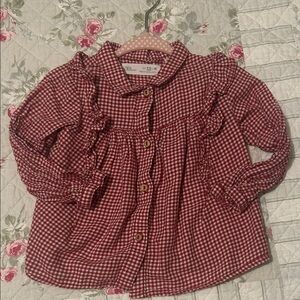 Old Navy Red Gingham Kids Button Down Shirt